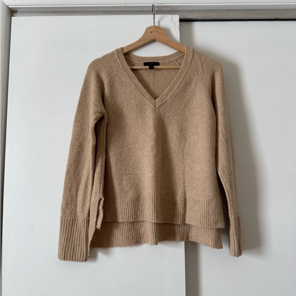 J. Crew Women's V-Neck Sweater in Tan